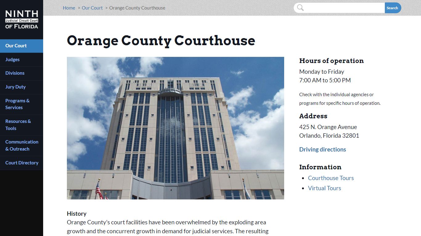 Orange County Courthouse | Ninth Judicial Circuit Court of Florida